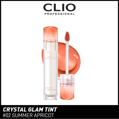 CLIO Crystal Glam Tint (02 Summer Apricot) Glowy Lip Appearance Without Making Your Lips Sticky 3.4g