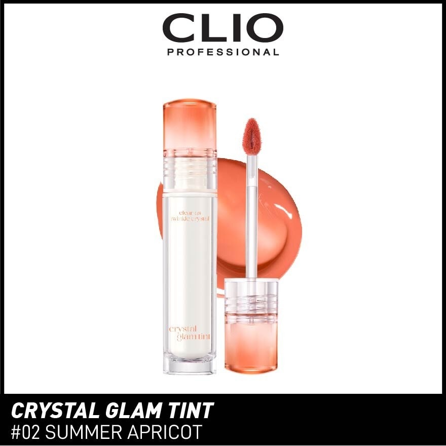 Crystal Glam Tint (02 Summer Apricot) Glowy Lip Appearance Without Making Your Lips Sticky 3.4g