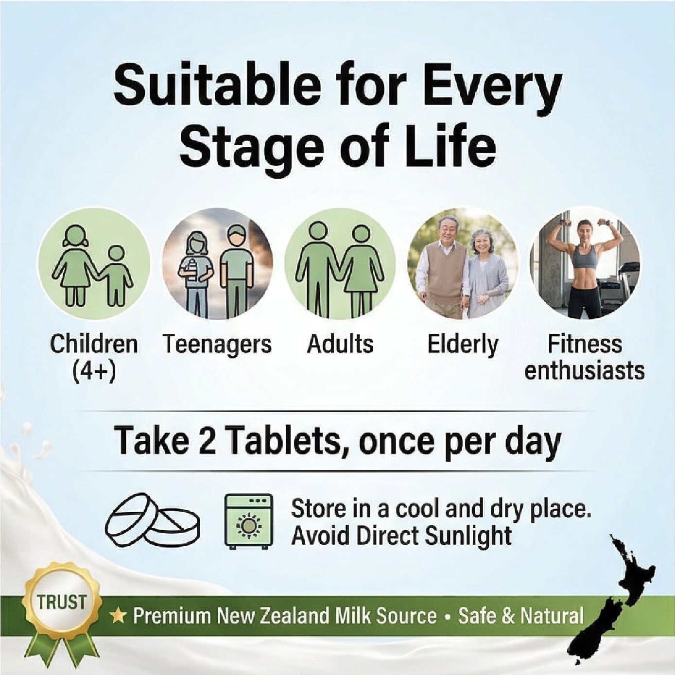 Pure Milk Calcium for Bone Strength & Bone Density Support Tablet 120s image