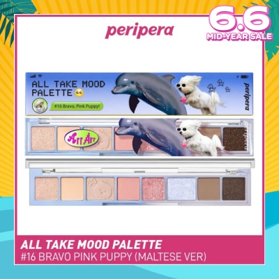 PERIPERA All Take Mood Palette, 16 Bravo Pink Puppy (Maltese Ver), Eye Makeup Palette That Fulfills The Whole Area Of Eye Makeup 6.8g