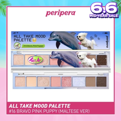 PERIPERA All Take Mood Palette, 16 Bravo Pink Puppy (Maltese Ver), Eye Makeup Palette That Fulfills The Whole Area Of Eye Makeup 6.8g