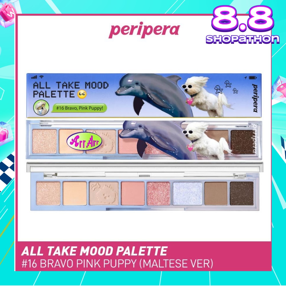 All Take Mood Palette, 16 Bravo Pink Puppy (Maltese Ver), Eye Makeup Palette That Fulfills The Whole Area Of Eye Makeup 6.8g
