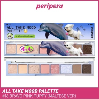 PERIPERA All Take Mood Palette, 16 Bravo Pink Puppy (Maltese Ver), Eye Makeup Palette That Fulfills The Whole Area Of Eye Makeup 6.8g