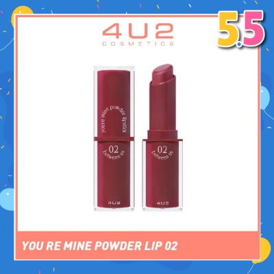 4U2 You Re Mine Powder Lip (02 Between Us), Very Light And Comfortable On The Lips, Long Lasting, Help Blur And Cover The Grooves Of The Lips 3g