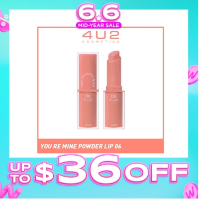 4U2 - You Re Mine Powder Lip (06 Lip To Lip), Very Light And Comfortable On The Lips, Long Lasting, Help Blur And Cover The Grooves Of The Lips 3g