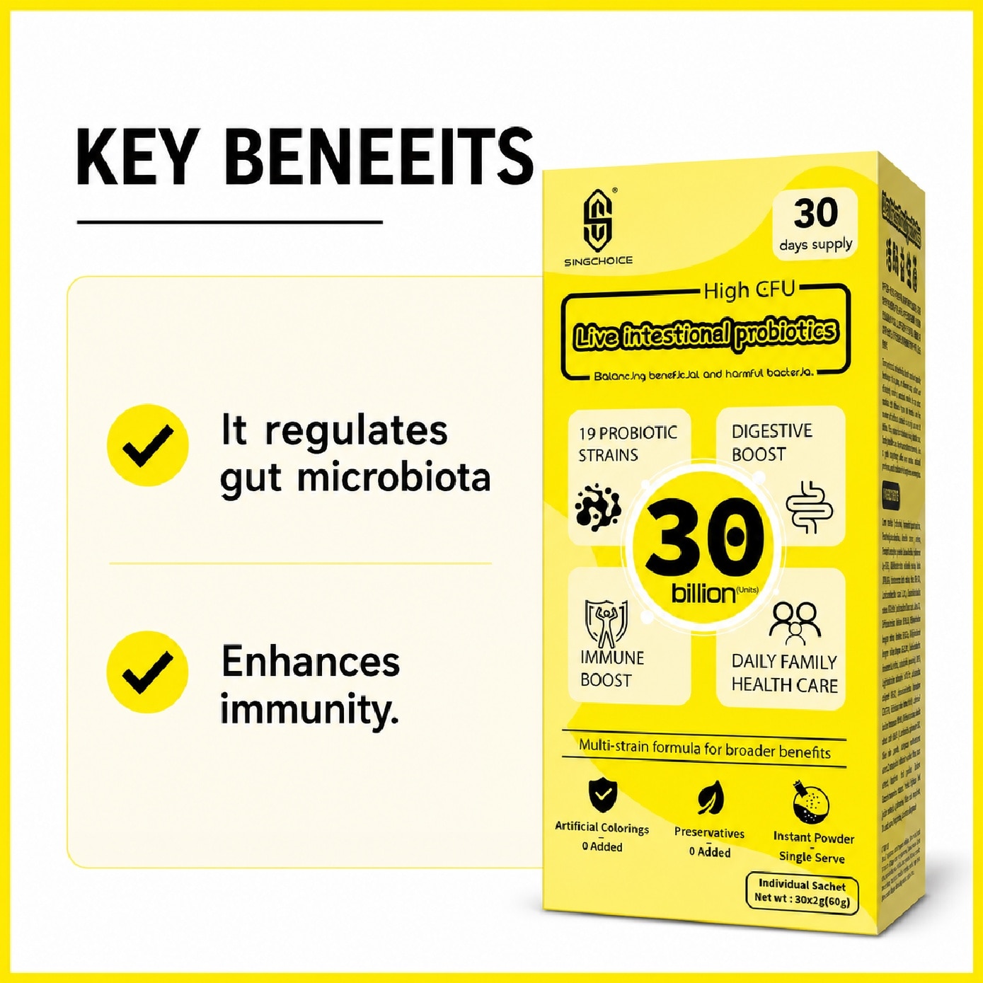 Live Intestinal Probiotics for Digestive Health, Gut Balance & Daily Immunity Support Sachet 30s image