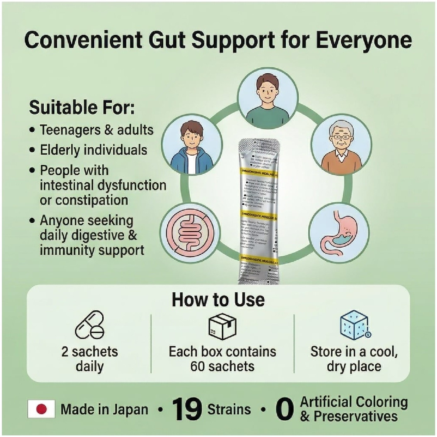 Live Intestinal Probiotics for Digestive Health, Gut Balance & Daily Immunity Support Sachet 30s image