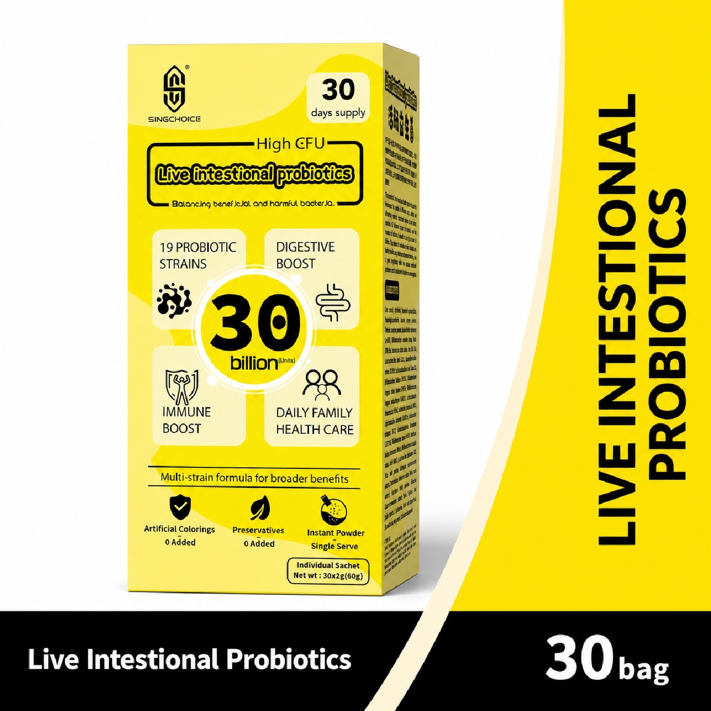 Live Intestinal Probiotics for Digestive Health, Gut Balance & Daily Immunity Support Sachet 30s image
