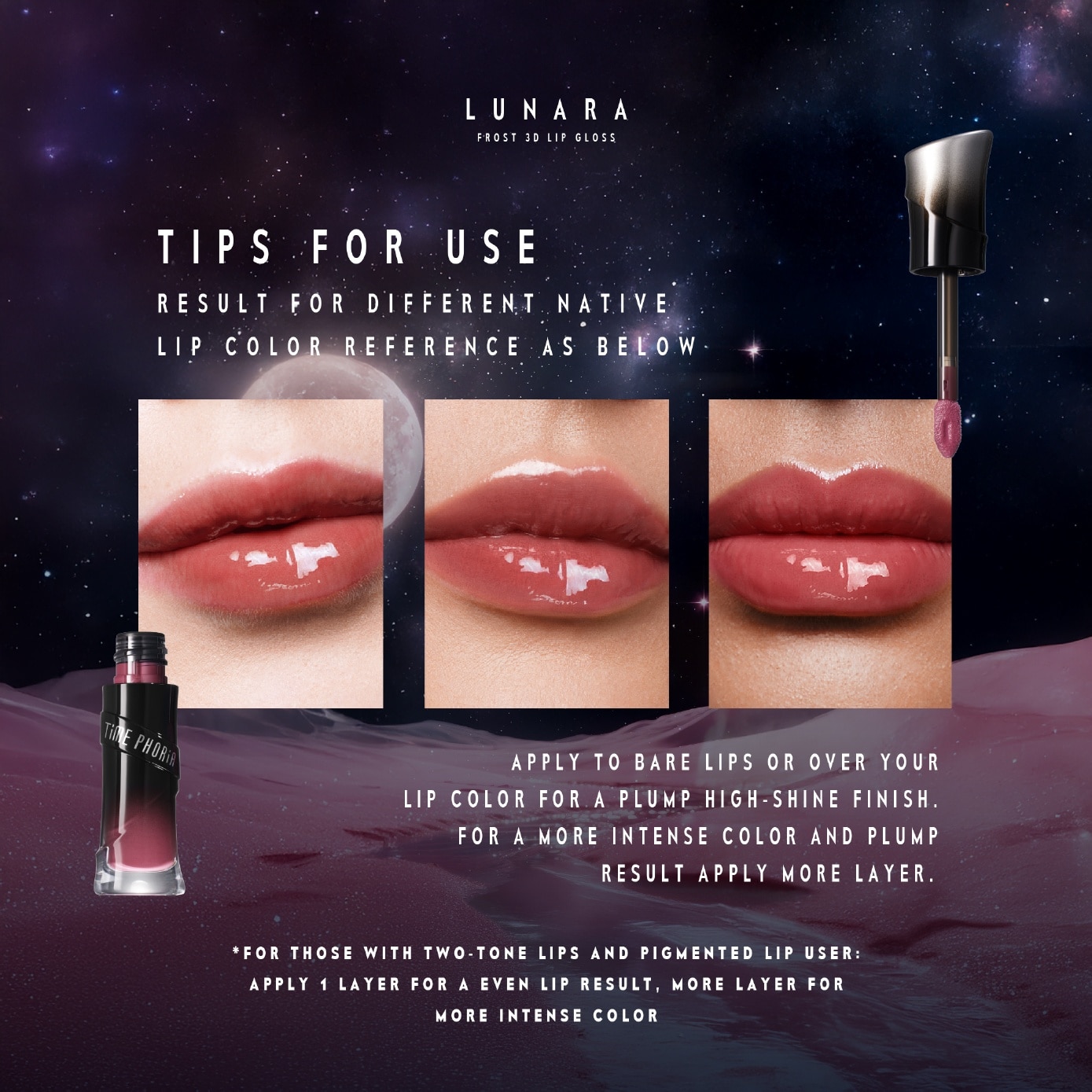 Lunara Frost 3D Lip Gloss #001 Mirelle 1s