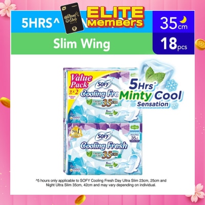 SOFY Cooling Fresh Night Slim Wing 35cm Twin Pack 9s x 2s (Expiry: Aug`2026)