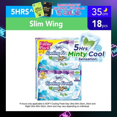 SOFY Cooling Fresh Night Slim Wing 35cm Twin Pack 9s x 2s (Expiry: Aug`2026)