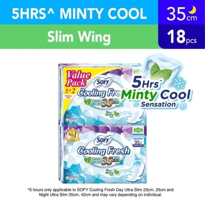 SOFY Cooling Fresh Night Slim Wing 35cm Twin Pack 9s x 2s