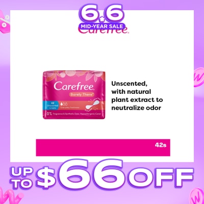 CAREFREE - Barely There Unscented Panty Liners 42s