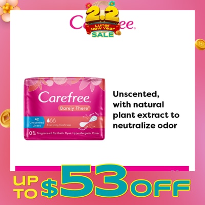 CAREFREE Barely There Unscented Panty Liners 42s
