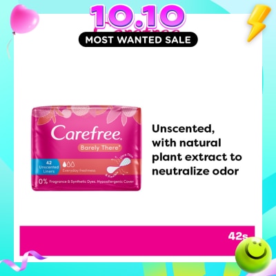 CAREFREE Barely There Unscented Panty Liners 42s image