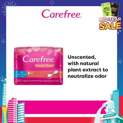 CAREFREE Barely There Unscented Panty Liners 42s