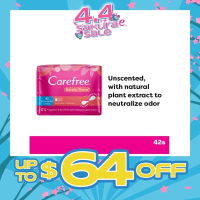 CAREFREE - Barely There Unscented Panty Liners 42s