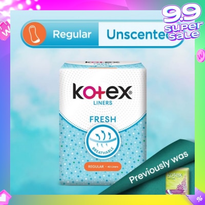 KOTEX Kotex Fresh Panty Liner Regular Unscented 40s