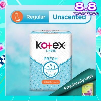 KOTEX Kotex Fresh Panty Liner Regular Unscented 40s
