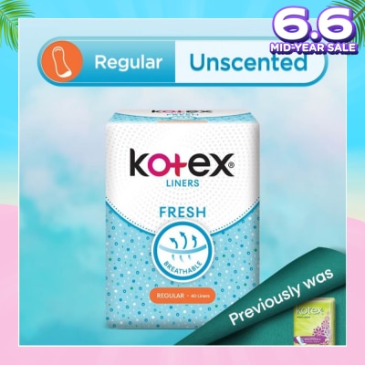 KOTEX Kotex Fresh Panty Liner Regular Unscented 40s