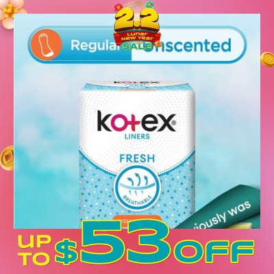 KOTEX Kotex Fresh Panty Liner Regular Unscented 40s
