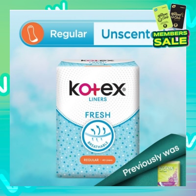 KOTEX Kotex Fresh Panty Liner Regular Unscented 40s