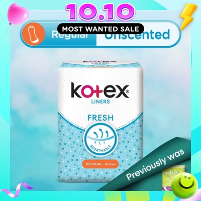 KOTEX Kotex Fresh Panty Liner Regular Unscented 40s image