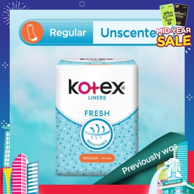 KOTEX Kotex Fresh Panty Liner Regular Unscented 40s