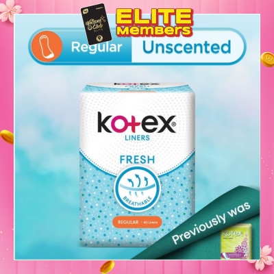 KOTEX Kotex Fresh Panty Liner Regular Unscented 40s