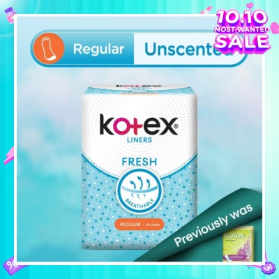 KOTEX Kotex Fresh Panty Liner Regular Unscented 40s