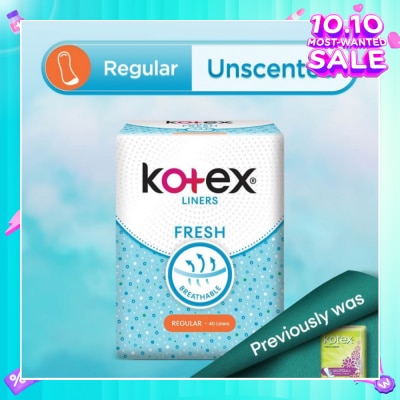 KOTEX Kotex Fresh Panty Liner Regular Unscented 40s