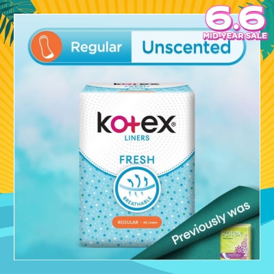 KOTEX Kotex Fresh Panty Liner Regular Unscented 40s
