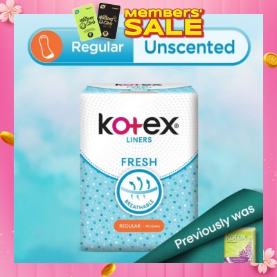 KOTEX Kotex Fresh Panty Liner Regular Unscented 40s