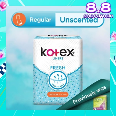 KOTEX Kotex Fresh Panty Liner Regular Unscented 40s