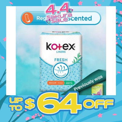KOTEX - Kotex Fresh Panty Liner Regular Green Tea Scented 40s