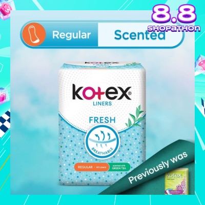 KOTEX Kotex Fresh Panty Liner Regular Green Tea Scented 40s