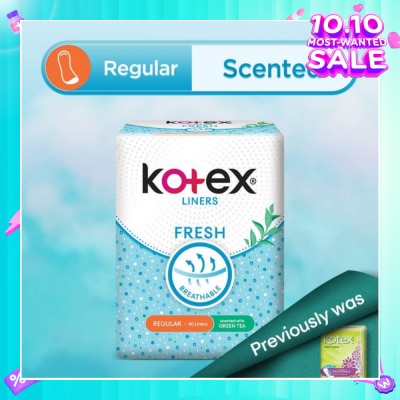 KOTEX Kotex Fresh Panty Liner Regular Green Tea Scented 40s