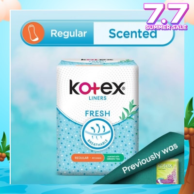 KOTEX Kotex Fresh Panty Liner Regular Green Tea Scented 40s
