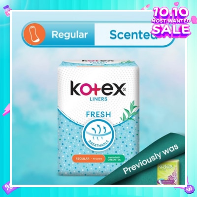 KOTEX Kotex Fresh Panty Liner Regular Green Tea Scented 40s