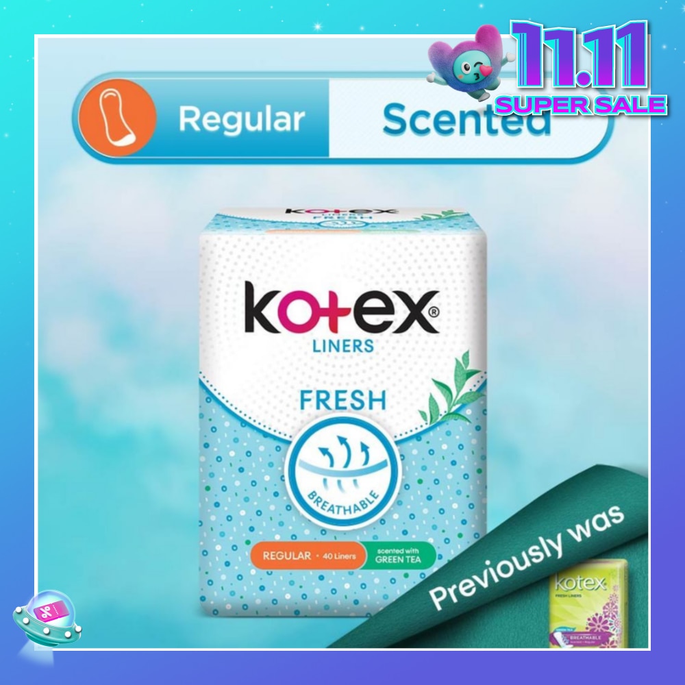Kotex Fresh Panty Liner Regular Green Tea Scented 40s
