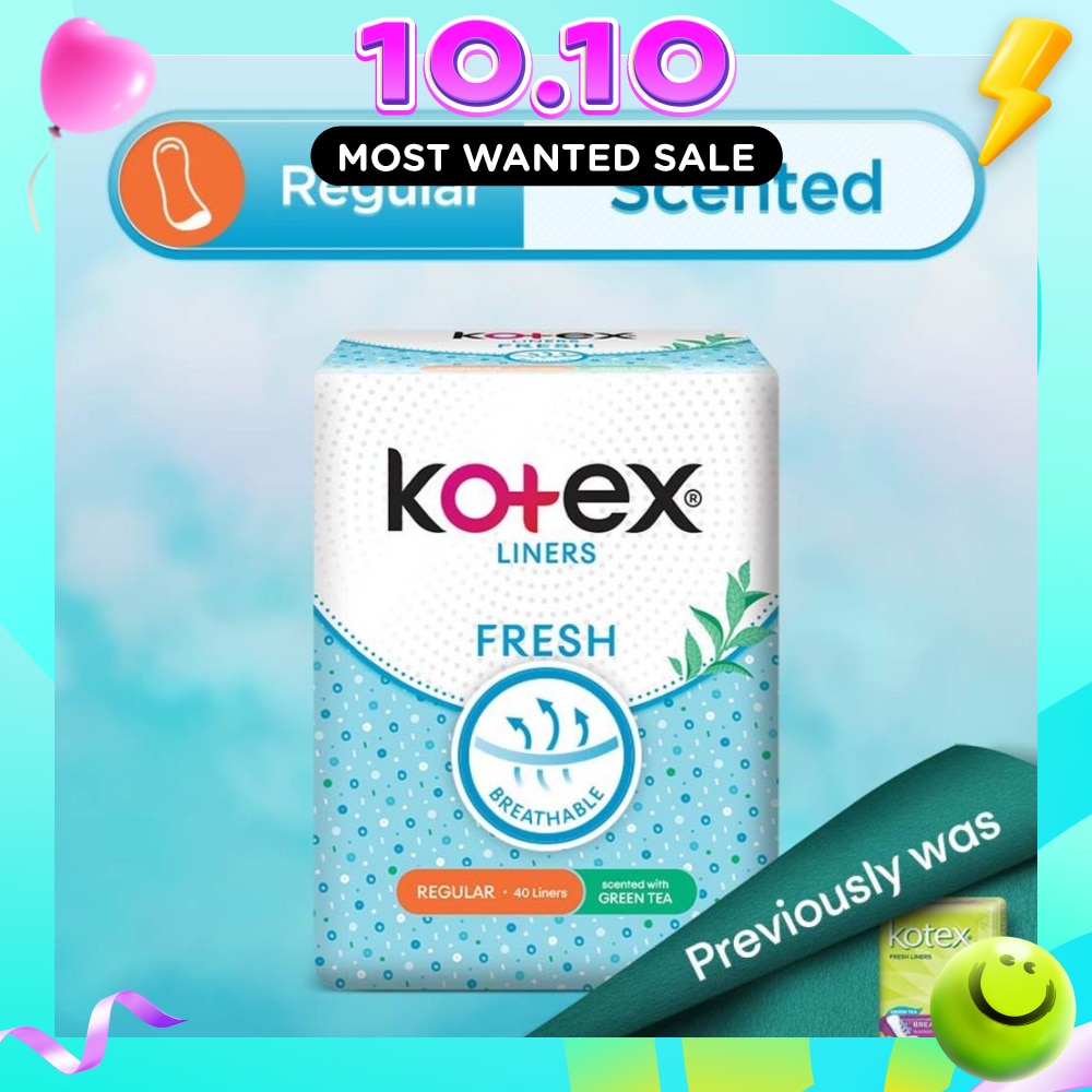 Kotex Fresh Panty Liner Regular Green Tea Scented 40s image