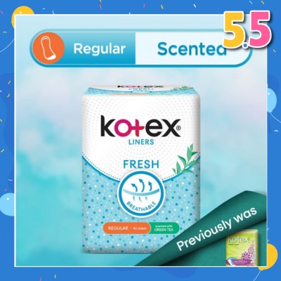 KOTEX Kotex Fresh Panty Liner Regular Green Tea Scented 40s