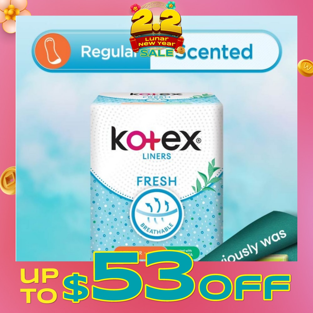 Kotex Fresh Panty Liner Regular Green Tea Scented 40s