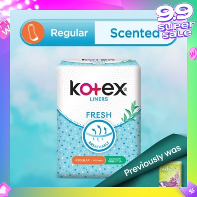 KOTEX Kotex Fresh Panty Liner Regular Green Tea Scented 40s