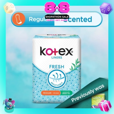 KOTEX - Kotex Fresh Panty Liner Regular Green Tea Scented 40s