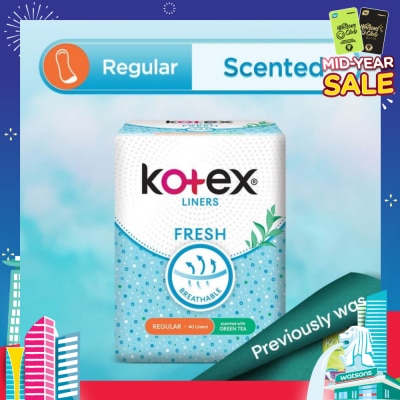 KOTEX Kotex Fresh Panty Liner Regular Green Tea Scented 40s