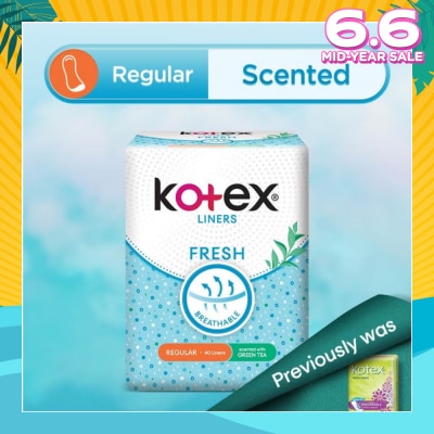 KOTEX Kotex Fresh Panty Liner Regular Green Tea Scented 40s
