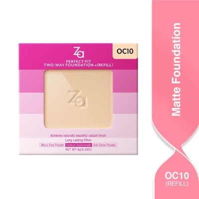 ZA Perfect Fit Two Way Foundation n(Refill) Oc10, Softly Hide Pores, Minimizes The Appearance Of Pores, Uneven Skin Tone And Dullness 8g