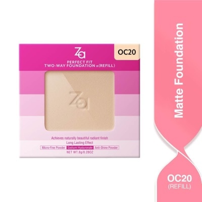 ZA Perfect Fit Two Way Foundation n(Refill) Oc20, Softly Hide Pores, Minimizes The Appearance Of Pores, Uneven Skin Tone And Dullness 8g