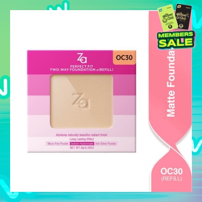 ZA Perfect Fit Two Way Foundation n(Refill) Oc30, Softly Hide Pores, Minimizes The Appearance Of Pores, Uneven Skin Tone And Dullness 8g